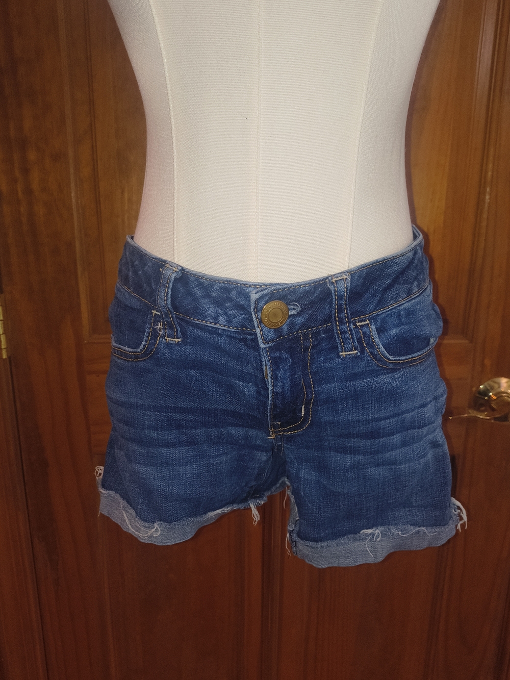 American Eagle Outfitters Dark Blue Denim Cutoff Shorts